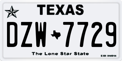 TX license plate DZW7729