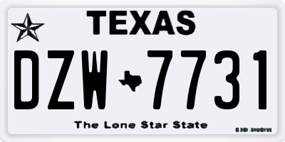 TX license plate DZW7731