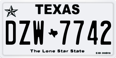 TX license plate DZW7742