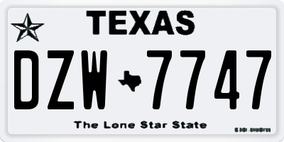 TX license plate DZW7747