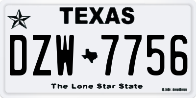 TX license plate DZW7756