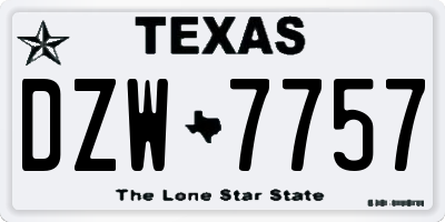 TX license plate DZW7757
