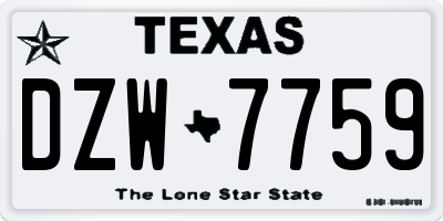 TX license plate DZW7759