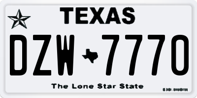 TX license plate DZW7770