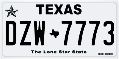 TX license plate DZW7773