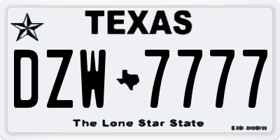 TX license plate DZW7777