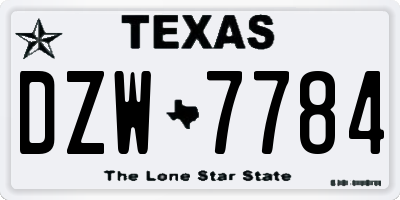TX license plate DZW7784