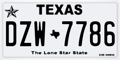 TX license plate DZW7786
