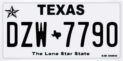 TX license plate DZW7790