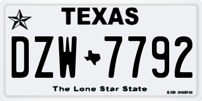 TX license plate DZW7792