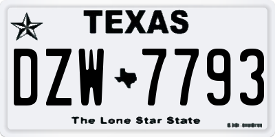 TX license plate DZW7793