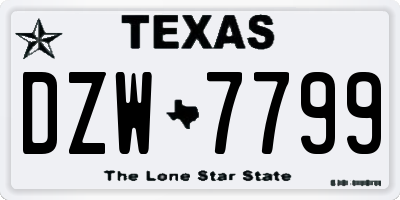 TX license plate DZW7799