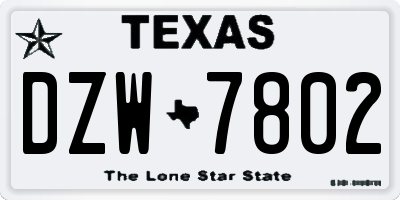 TX license plate DZW7802