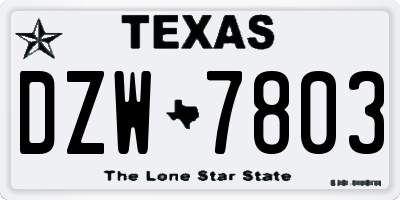 TX license plate DZW7803