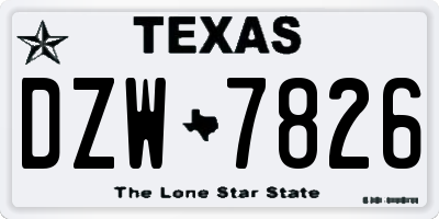 TX license plate DZW7826