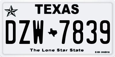 TX license plate DZW7839