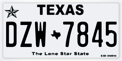 TX license plate DZW7845