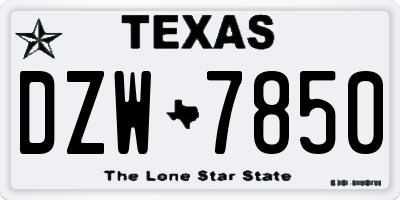 TX license plate DZW7850