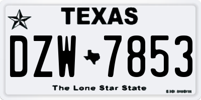 TX license plate DZW7853
