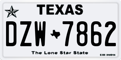 TX license plate DZW7862