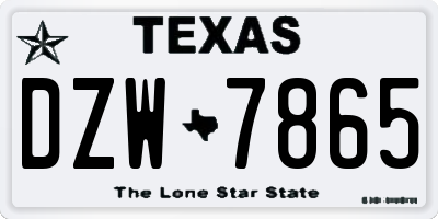 TX license plate DZW7865