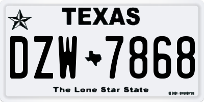 TX license plate DZW7868
