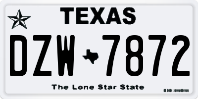 TX license plate DZW7872