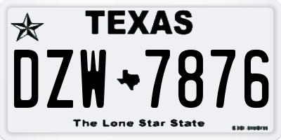TX license plate DZW7876