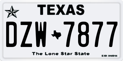 TX license plate DZW7877