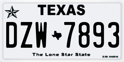 TX license plate DZW7893