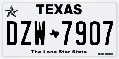 TX license plate DZW7907