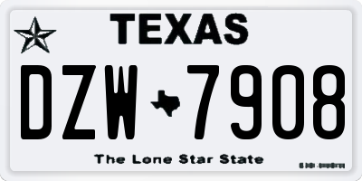 TX license plate DZW7908