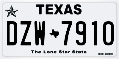 TX license plate DZW7910