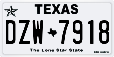 TX license plate DZW7918