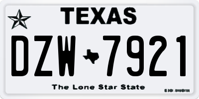 TX license plate DZW7921
