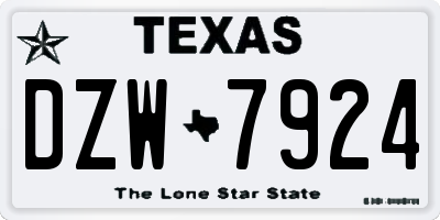 TX license plate DZW7924