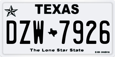 TX license plate DZW7926