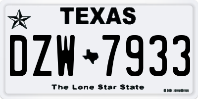 TX license plate DZW7933