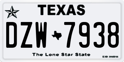 TX license plate DZW7938