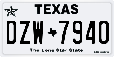 TX license plate DZW7940