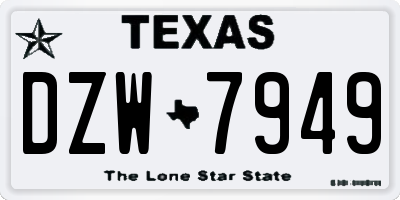 TX license plate DZW7949