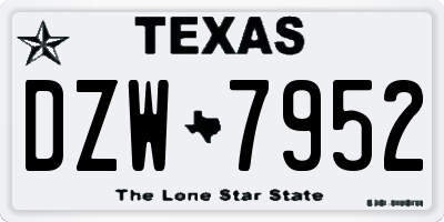 TX license plate DZW7952