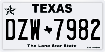 TX license plate DZW7982