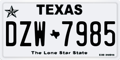 TX license plate DZW7985