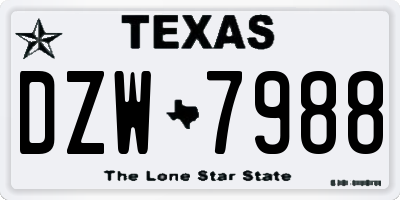 TX license plate DZW7988