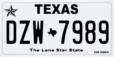 TX license plate DZW7989