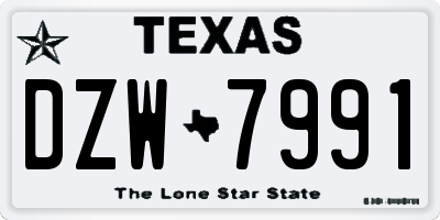 TX license plate DZW7991