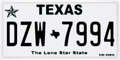 TX license plate DZW7994