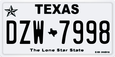 TX license plate DZW7998