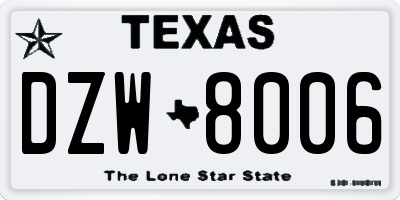 TX license plate DZW8006